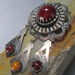 Sterling Silver Amber Brooch 1800's British Isles